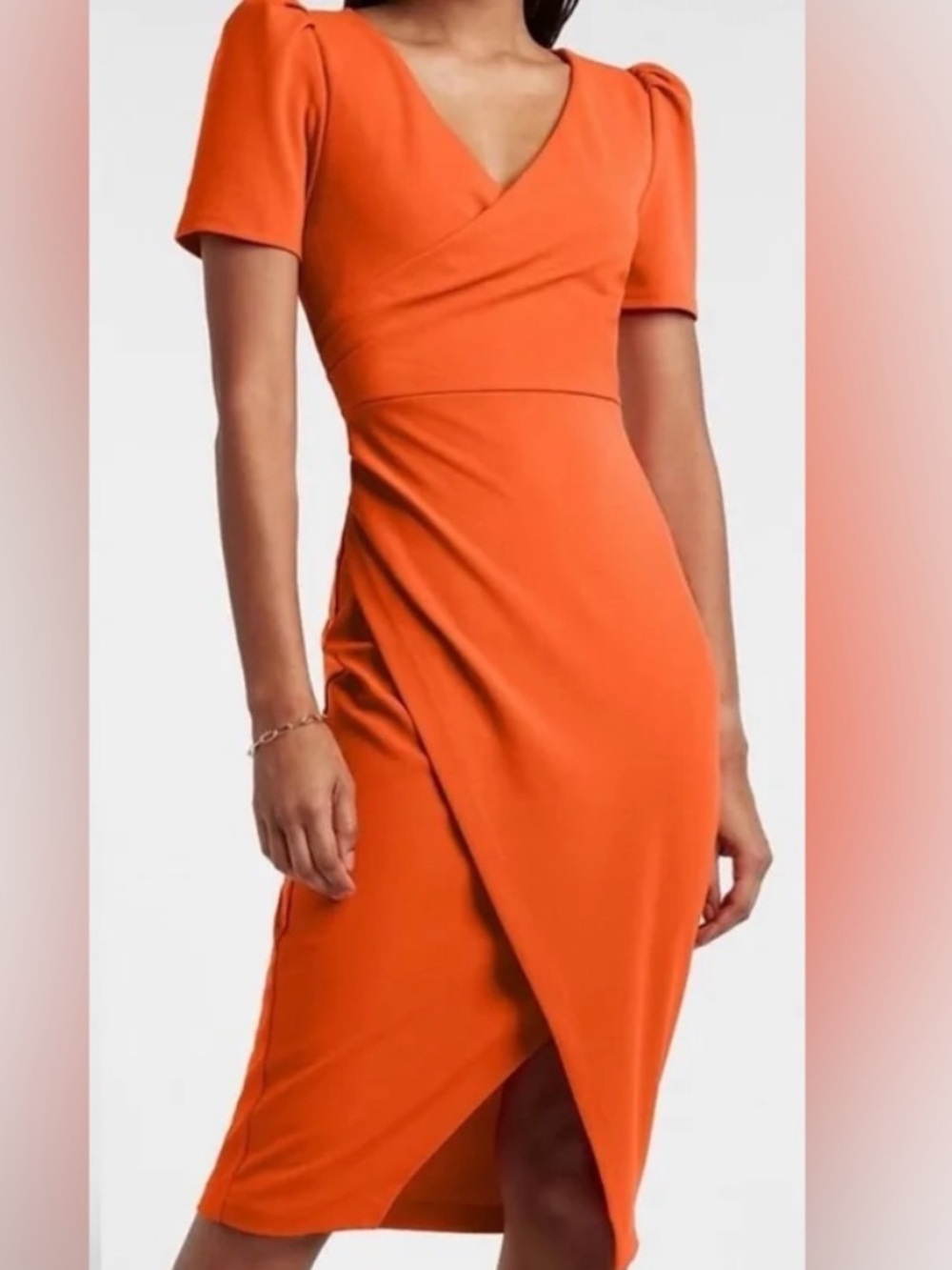 Express Vibrant Orange Midi Dress